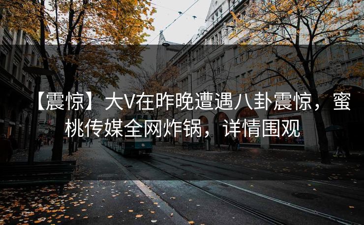 【震惊】大V在昨晚遭遇八卦震惊，蜜桃传媒全网炸锅，详情围观