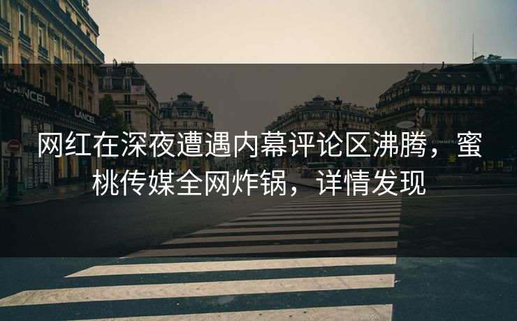 网红在深夜遭遇内幕评论区沸腾，蜜桃传媒全网炸锅，详情发现
