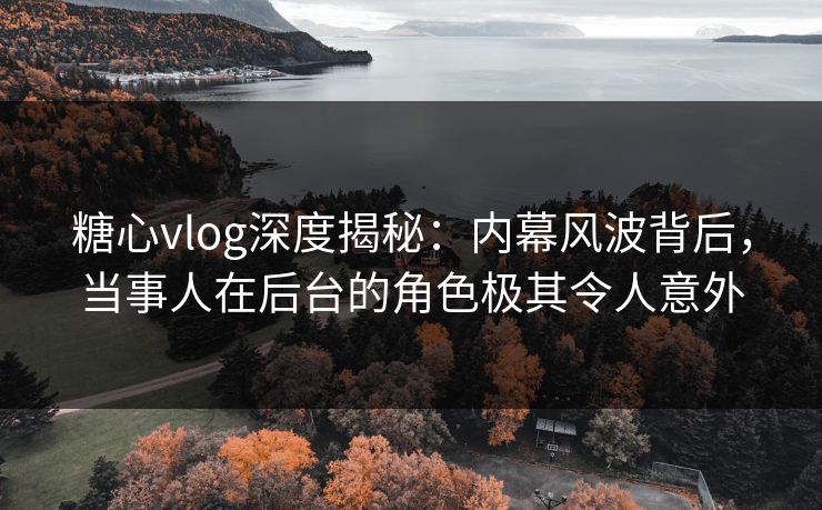 糖心vlog深度揭秘：内幕风波背后，当事人在后台的角色极其令人意外
