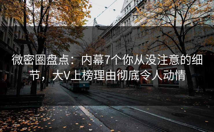 微密圈盘点：内幕7个你从没注意的细节，大V上榜理由彻底令人动情
