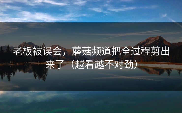 老板被误会，蘑菇频道把全过程剪出来了（越看越不对劲）